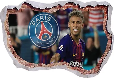 £10.99 • Buy Neymar Barcelona Club Football 3d Smashed Wall View Sticker Poster Mural Art 743