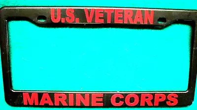  License Plate Frame- U.S. VETERAN/MARINE CORPS-Polished ABS-Black #3329R • $9.95