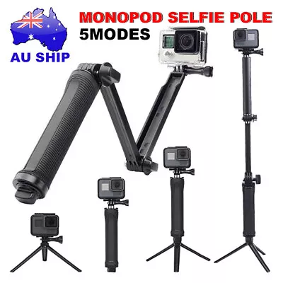 $15.85 • Buy 3-Way Selfie Stick Tripod Mount Hand Grip Monopod Stand For Gopro Hero 9 8 7 6