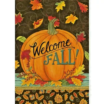 Welcome Fall Pumpkin Leaves Thanksgiving Halloween Mini Window Garden Yard Flag • $8.97