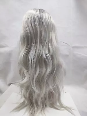 Blonde Platinum Rooted Wig Wave Wavy Long 70cm Length Centre Parting New Hair • £26