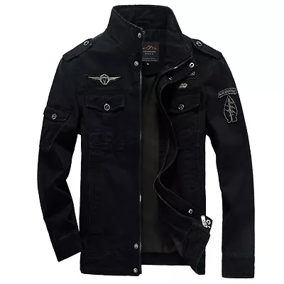Men's Cotton Jackets Military Style Slim Fit Zip Jacket Air Force Coat Outwear • $40.79