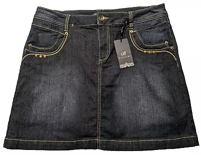 BACCINI Women Size 14 Dark Wash Cotton Stretch Blend Denim Jean Skort NEW • $27.99