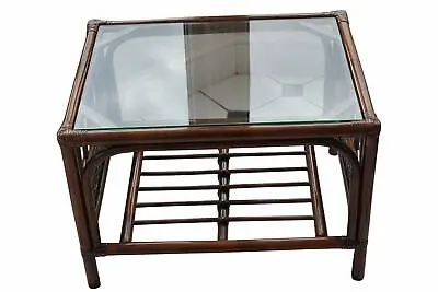 Verona Cane Coffee Table In A Mahogany Colour Finish -Tempered Glass • £148