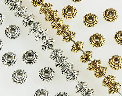 100 X ANTIQUE SILVER~GOLD~ROUND~BICONE~TIBETAN STYLE~METAL~SPACER BEADS5 X 3MM • £1.49