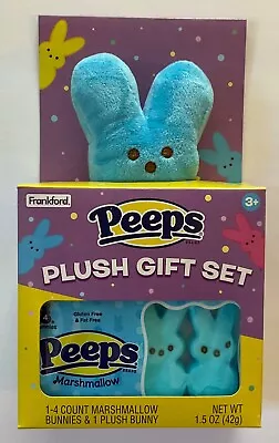 PEEPS Plush Gift Set Blue 6” Bunny Plush + 4 Count Marshmallow Bunnies NIB! • $9.95