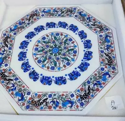 24  White Marble Coffee Table Top Inlay Pietra Dura Wall Home Decor Peacock • $1677.90