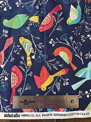 Navy Bird Flock Fabric CX6356 Michael Miller Cotton By The Yard • $12