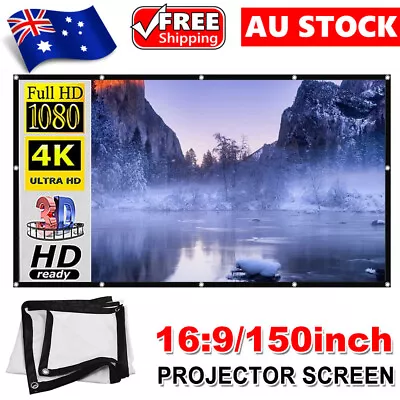 $22.45 • Buy 150inch 16:9 Projector Screen Home Movie Cinema HD Projection + Sticking Hooks