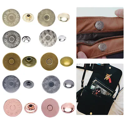 £3.79 • Buy 14/18mm Round Double Rivet Clasp Closures Magnetic Snaps DIY Purse Bag Studs Hat