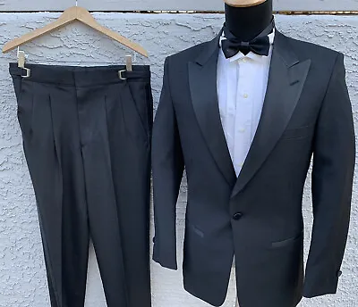 New Vtg Tuxedo 1970’s 40R Peak Lapel Polyester Tux Pants Size 30 Adjustable • $162.75