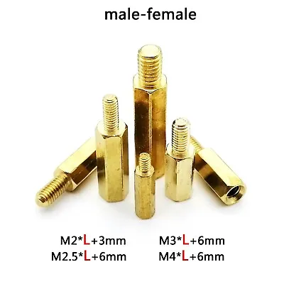 25pcs M2M2.5M3M4 Solid Brass Copper Hex Standoff Hexagon Pillar Spacer Screw Nut • £6.83
