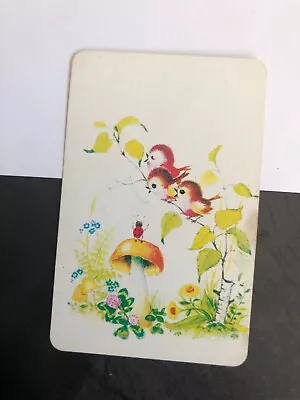 $1.34 • Buy Vintage Retro Cartoon Bird Love Sing Ladybug Flower Mushroom Newsagent Swap Card