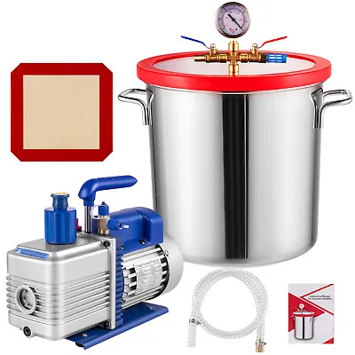 $177.99 • Buy 5 Gallon Vacuum Chamber And 5 CFM Single Stage Pump Degassing Silicone Kit