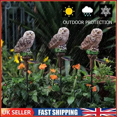 LED Solar Lights Owl Lawn Stakes Lamp Yard Art Home Garden Decor (Brown) • £7.99