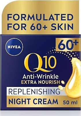 NIVEA Q10 Power 60 Skin Anti-Wrinkle Replenishing Night Cream 50 Ml Powerful • £7.19