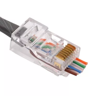 50X RJ45 Pass Through CAT5e Connector Modular Plug CAT5 Network Ethernet • $10.40