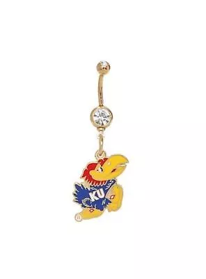 Kansas University Body Jewelry Stainless Steel Curved Navel Barbell Belly Ring • $7.99