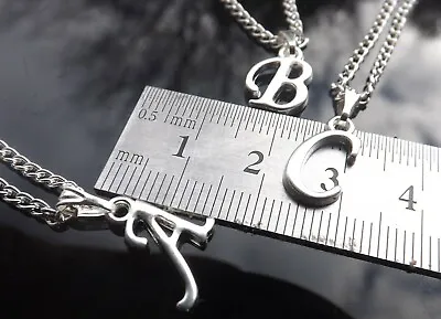 £3.24 • Buy Handmade Silver Plated Initial Necklace Scroll Letter Pendant 16-30 Long