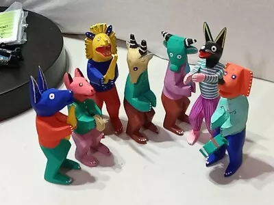 Oaxaca Hand Carved Wood Mariachi Band Animal Figurines • $130