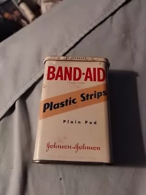 Vintage Johnson & Johnson Band-aid Metal Box Plastic Strips Empty Container Tin • $12