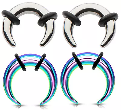 2 Pairs Steel Ear Plugs Tapers Pinchers Horseshoes Gauges Septum Ring Jewelry • $21.49