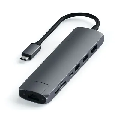 $119.95 • Buy Satechi USB-C Slim Multiport Ethernet/HDMI/USB-C/2x USB-A/SD/Micro-SD Hub Grey