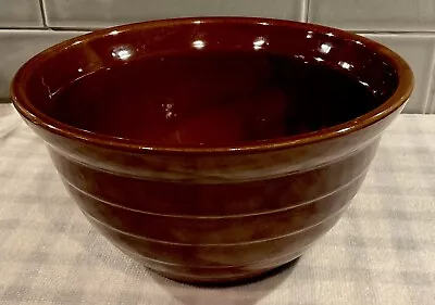 Maple Leaf Monmouth USA Pottery Stoneware 8” Brown Ribbed Mixing Bowl Vintage. • $14