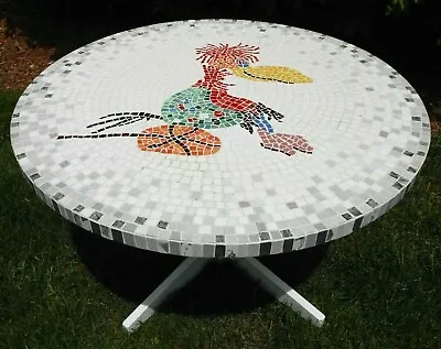 Richard Johnson (usa/20th C) Mosaic Formica Cut Tile Duck Fig Sm Rnd Table • $367.50