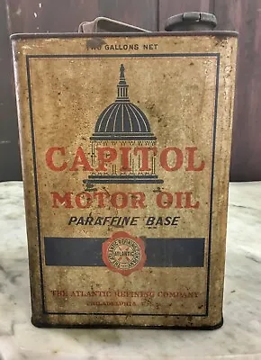 Capitol Motor Oil 2 Gallon Can Parrifine Base 10 Inches Tall With Handle • $149.99