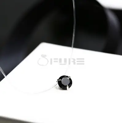 Black Dress Tiny Invisible Rope Transparent Cubic Zirconia Clavicle Necklace • £3.99