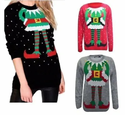$15.92 • Buy Mens Womens Christmas Jumper Elf Body Joker Knitted Xmas Sweater Top Plus Size