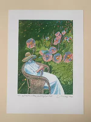 Milton Glaser Woman With Hollyhocks Signed & Numbered Silkscreen • $599.90