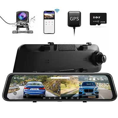 GPS Wifi 12  4K Dash Cam RearView Camera Car Cam Reversing Mirror Video Recorder • $109.99