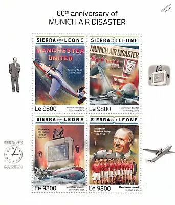 1958 MUNICH AIR DISASTER Manchester United BUSBY BABES Aircraft Stamp Sheet #1 • £5.99