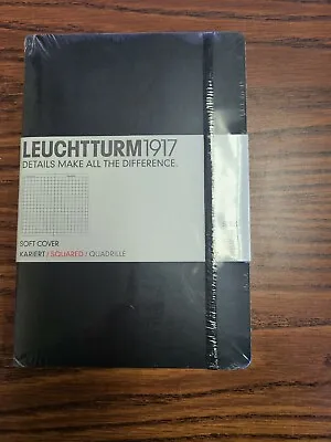 $14.99 • Buy Leuchtturm 1917 310337 Soft Cover Medium Notebook, Squared 121 Numbered BLACK