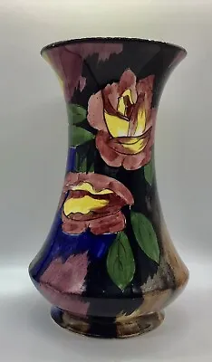 H&K Tunstall Hand Painted Floral Vase Made In England Roses 8” Tall  • $19