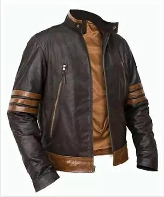 X-Men Wolverine Logans Genuine Leather Vintage Halloween Biker Jacket • $80.99