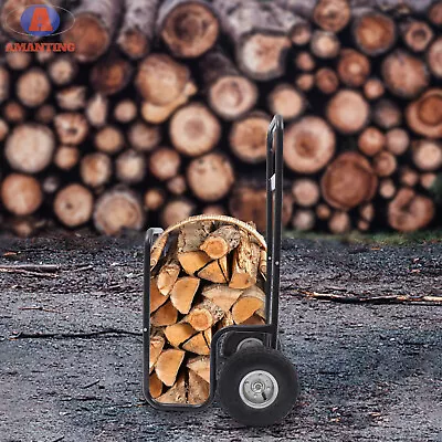Firewood Log Cart Carrier Wood Hauler Storage Rack With Rubber Wheels 100kg USA • $49.30