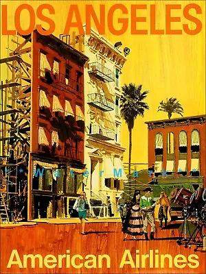 $21.58 • Buy Los Angeles 1960 California Air Travel Vintage Poster Print Hollywood