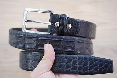 W 1.5 Inch - Black Genuine Alligator Crocodile Hornback Leather Skin Men's Belt • $76