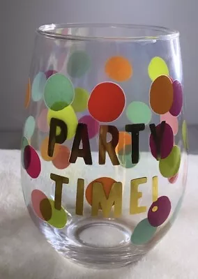 Wine Drinking Glass Cup Party Time Jumbo 30 Oz Colorful Gold Accents • $5.74