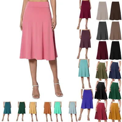 Women's Casual High Waisted Soft A Line Skirt Solid Knee Length Skirt For Ladies • $17.09