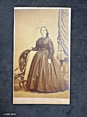 CDV American Lady Frill Gown By Keely Philadelphia Antique Fashion Photo • $9.88