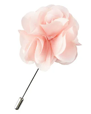 Mens Peach Rosette Lapel Flower Blazer Pin Wedding Prom Corsage Boutonniere • £4.99