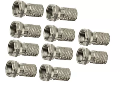 10 X F Connector Screw On Plug Satellite Sky Virgin  Rg6 Wf100 Ct100 Cable  • £2.45