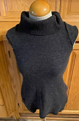 Ibex Women's Medium Wool Vest Black Formal Turtleneck Heavy Warm Sleeveless Cute • $64