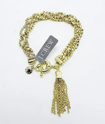 J.CREW Gold Rhinestone Tassel Bracelet New With $75 Tags #21251 • $13.99