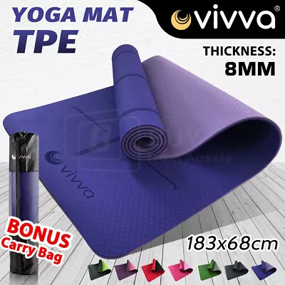 $26.59 • Buy VIVVA TPE Yoga Mat Eco Friendly Exercise Fitness Gym Pilates Non Slip Extended