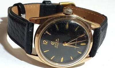 Cyma Wristwatch Authentic Cymaflex Navy Star 9ct Solid Black Dial Working Rare • $1100